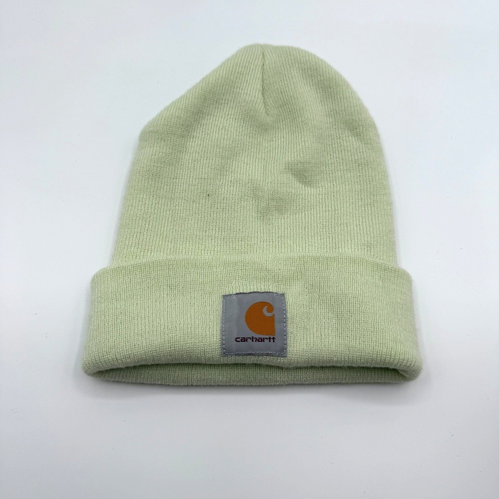 Carhartt Beanie Hat Adult Green Lime One Size Beanie Cuffed Knit Hat Mens